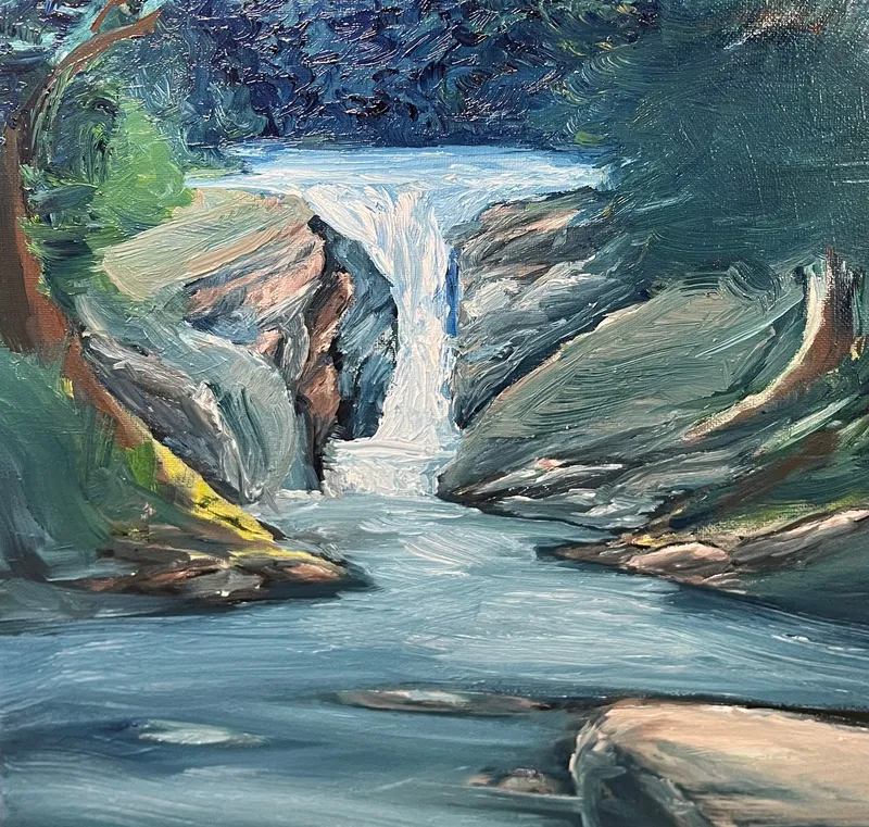 Secluded Waterfall - oil