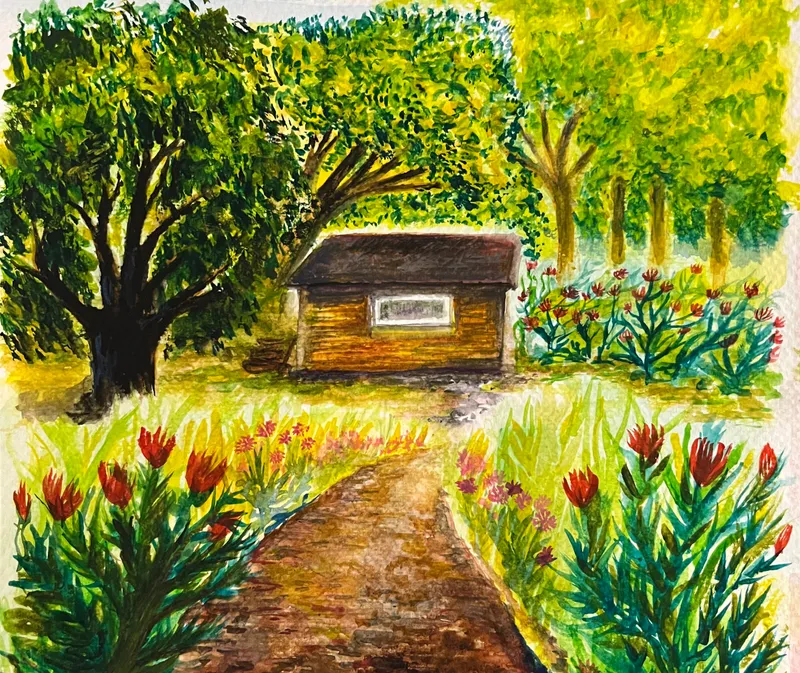 Cabin and garden