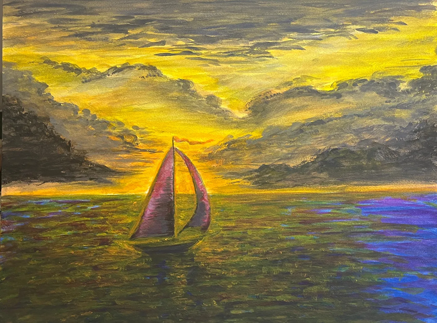 Yellow Sunset Sailing, detail 1